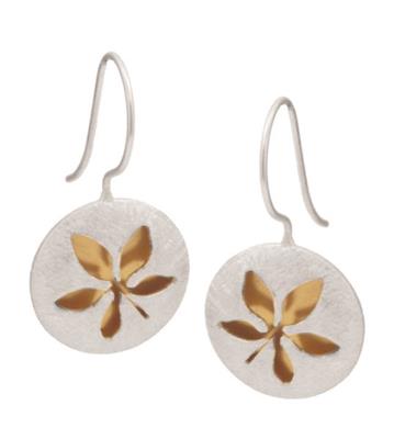 Sterling Silver Round leaf hook "Flora Earrings"