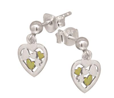 Sterling Silver 2 tone Heart drop earrings